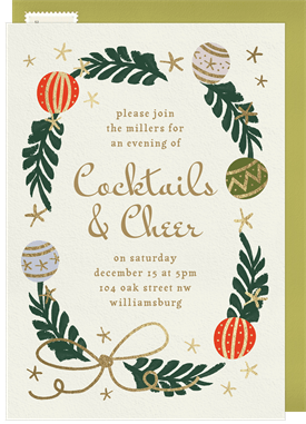 'Whimsical Wreath' Holiday Party Invitation