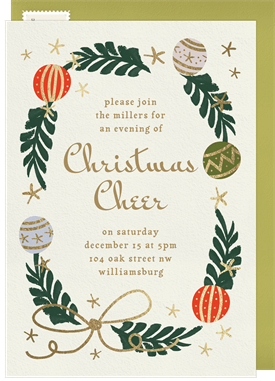 'Whimsical Wreath' Christmas Party Invitation