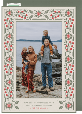 'Vintage Floral Winter Frame' Holiday Greetings Card