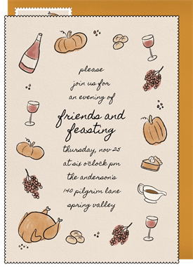'Fall Feast Doodles' Thanksgiving Invitation