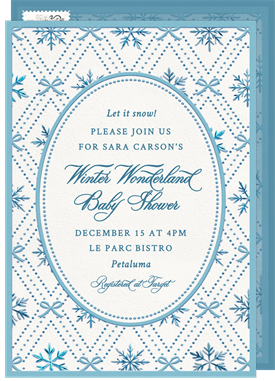 'Vintage Snowflake Pattern' Baby Shower Invitation