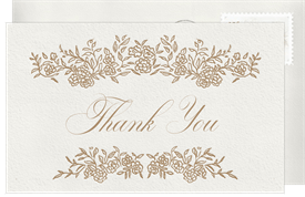 'Delicate Floral Border' Wedding Thank You Note
