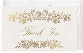 'Delicate Floral Border' Wedding Thank You Note