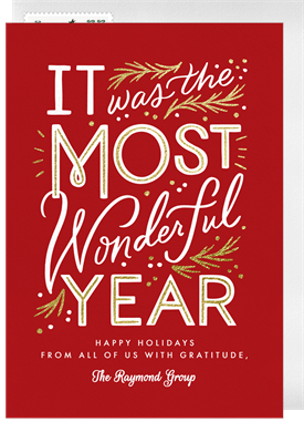 'Wonderful Year' Business Holiday Greetings Card