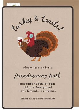 'Turkey and Toasts' Thanksgiving Invitation