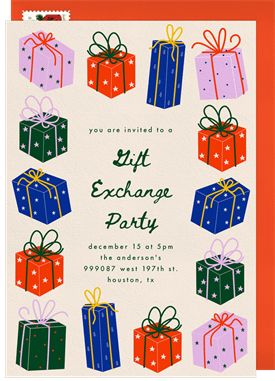 'Festive Gift Boxes' Holiday Party Invitation