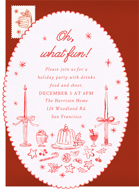'Sketched Festive Feast' Holiday Party Invitation