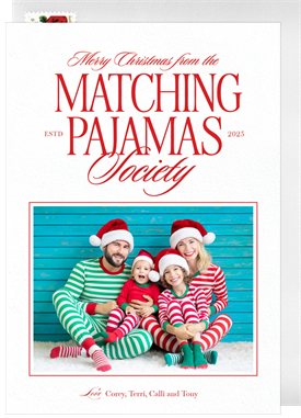 'Matching Pajamas Society' Christmas Greetings Card