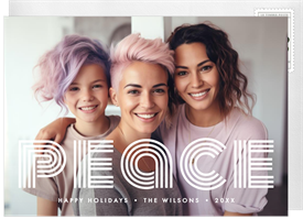 'Funky Retro Peace' Holiday Greetings Card