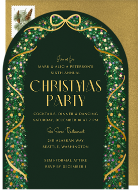 'Festive Garland Arch' Christmas Party Invitation