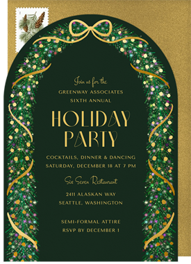 'Festive Garland Arch' Business Holiday Party Invitation
