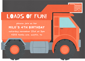 'Big Rig Birthday' Kids Birthday Invitation