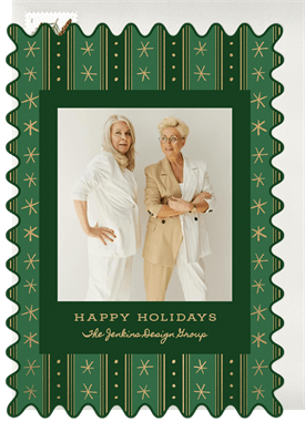 'Festive Ric-Rac Edge' Business Holiday Greetings Card