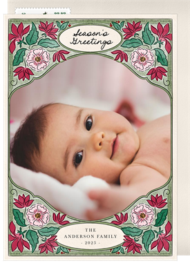 'Antique Botanical Print' Holiday Greetings Card