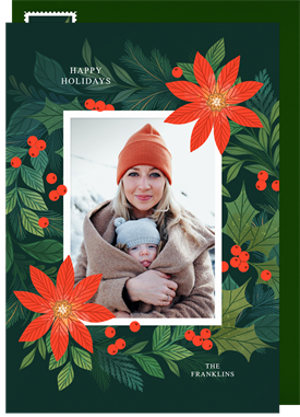 'Poinsettia Wreath' Holiday Greetings Card