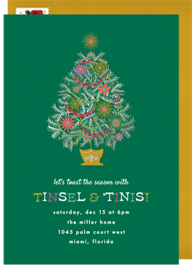 'Tinsel & Tinis' Holiday Party Invitation