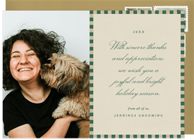 'Sweet Checkered Border' Business Holiday Greetings Card