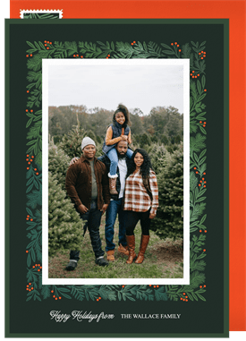 'Watercolor Botanical Frame' Holiday Greetings Card
