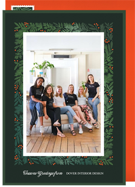 'Watercolor Botanical Frame' Business Holiday Greetings Card