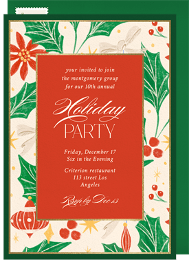 'Yuletide Botanicals' Business Holiday Party Invitation