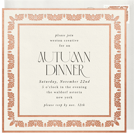 'Foiled Autumn Border' Dinner Invitation