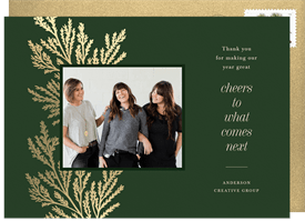 'Foil Pine Sprigs' Business Holiday Greetings Card