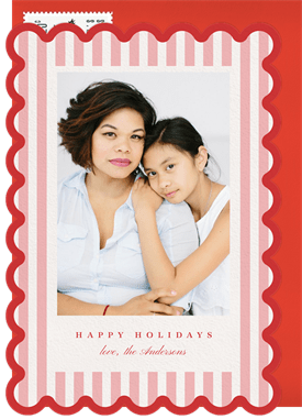 'Scalloped Candystripe' Holiday Greetings Card