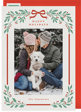 'Festive Leafy Frame' Holiday Greetings Card