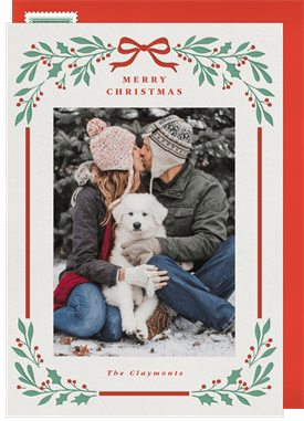 'Festive Leafy Frame' Christmas Greetings Card