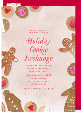 'Cheerful Gingerbread Cookies' Holiday Party Invitation