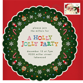 'Playful Wreath' Holiday Party Invitation