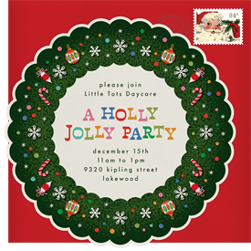 'Playful Wreath' Business Holiday Party Invitation