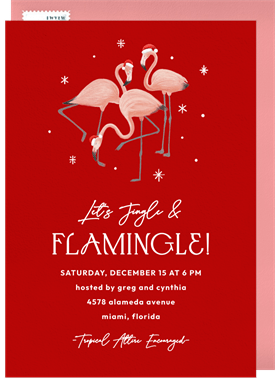 'Flamingo Trio' Holiday Party Invitation