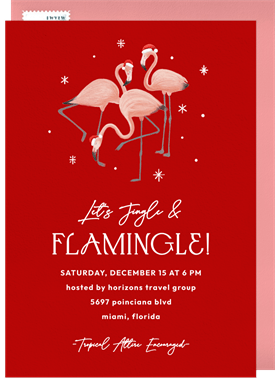 'Flamingo Trio' Business Holiday Party Invitation