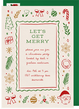 'Whimsical Icons' Christmas Party Invitation