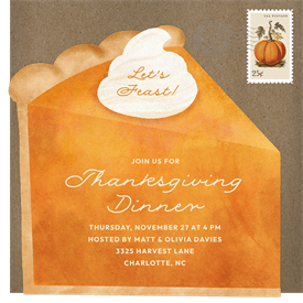 'Pumpkin Pie' Thanksgiving Invitation