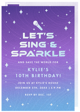 'Sing and Sparkle' Kids Birthday Invitation