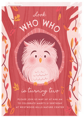 'Look Who Who' Kids Birthday Invitation