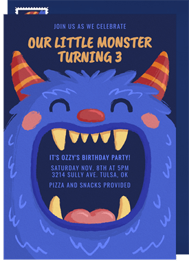 'Happy Monster' Kids Birthday Invitation