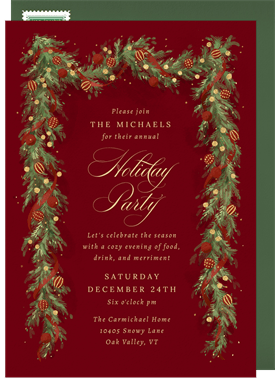 'Winter Garland' Holiday Party Invitation