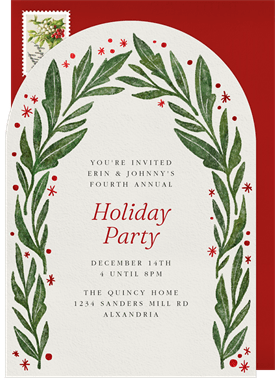 'Leafy Arch' Holiday Party Invitation