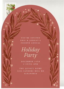 'Leafy Arch' Holiday Party Invitation