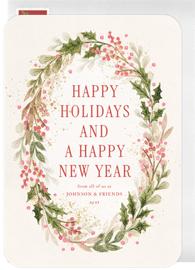 'Earthy Wreath' Business Holiday Greetings Card