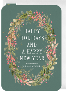 'Earthy Wreath' Business Holiday Greetings Card