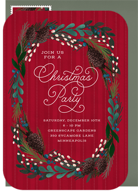 'Wreath Whimsy' Christmas Party Invitation