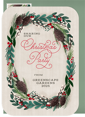 'Wreath Whimsy' Christmas Party Invitation