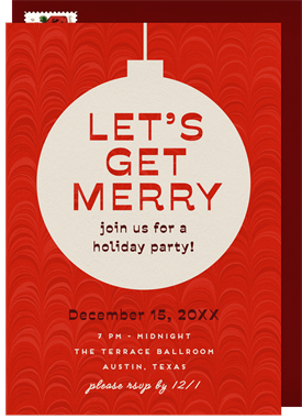 'Retro Marbled' Holiday Party Invitation