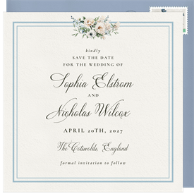 'Romance in Blue' Wedding Save the Date