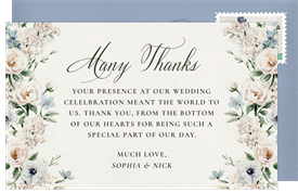 'Romance in Blue' Wedding Thank You Note