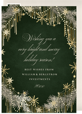 'Twinkling Tinsel Garland' Business Holiday Greetings Card